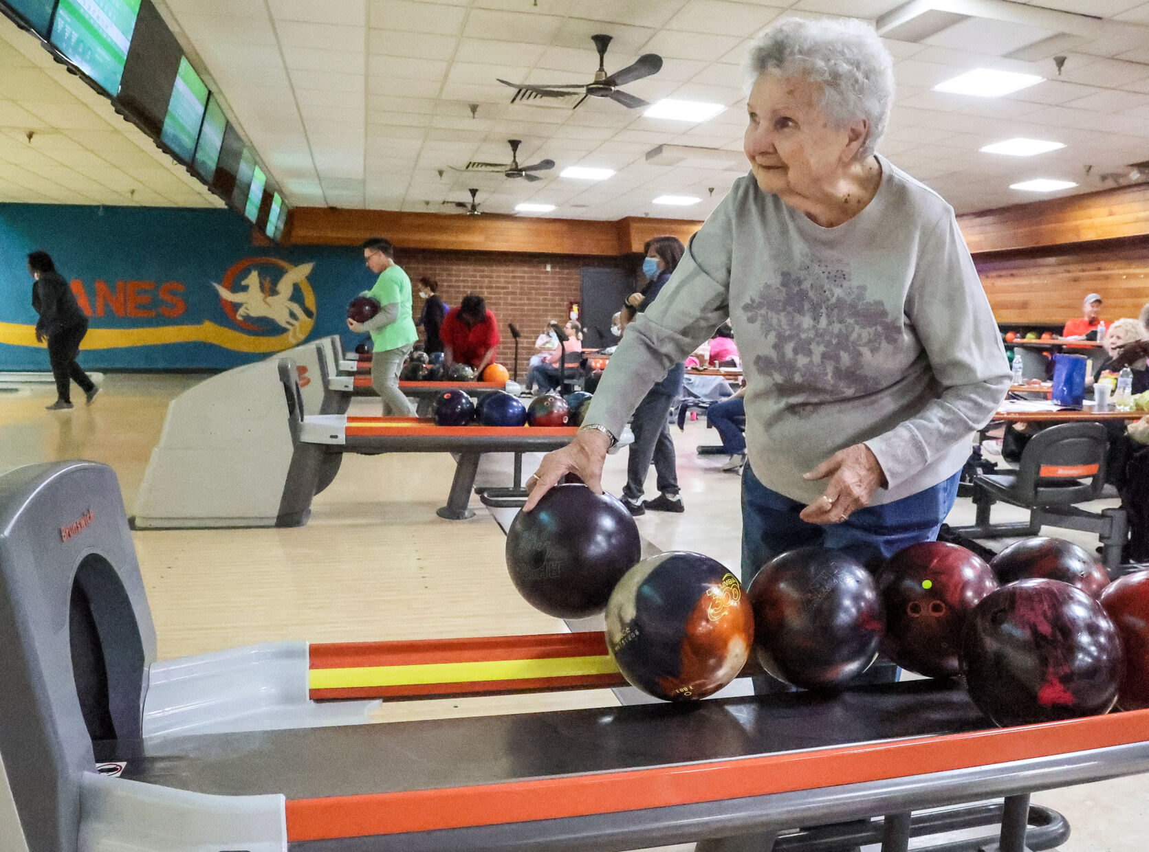 Evelyn Ostrom is 90 and plays regularly with Tuesday AM Koffee Klatch